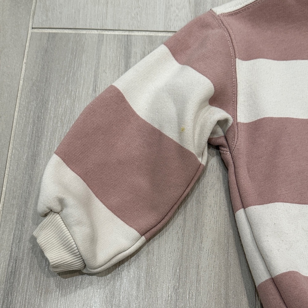 Zara 3T Minnie Mouse Striped Sweatshirt Pink and White - Picture 4 of 10